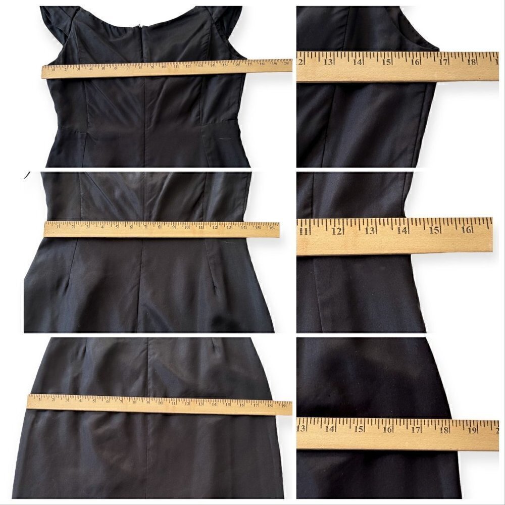 New with Tags,‎ Black Halo Silk Sleeveless Pleated Sheath Dress, Size 8, Black - Picture 13 of 15